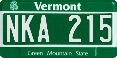 VT license plate NKA215