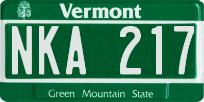 VT license plate NKA217