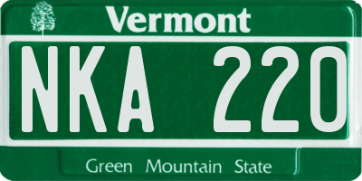 VT license plate NKA220