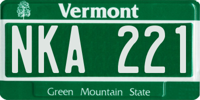 VT license plate NKA221