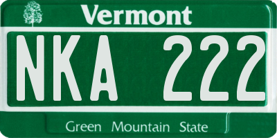 VT license plate NKA222
