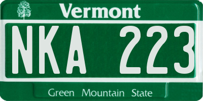 VT license plate NKA223