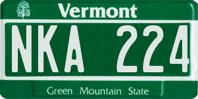 VT license plate NKA224