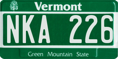 VT license plate NKA226