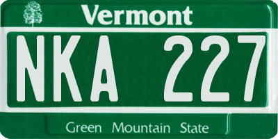 VT license plate NKA227