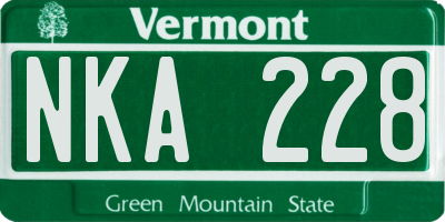 VT license plate NKA228
