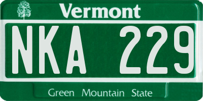 VT license plate NKA229
