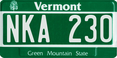 VT license plate NKA230