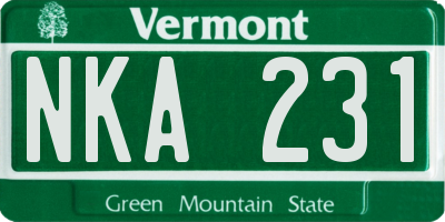 VT license plate NKA231