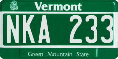 VT license plate NKA233