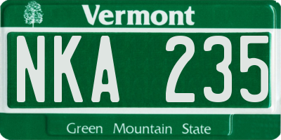 VT license plate NKA235