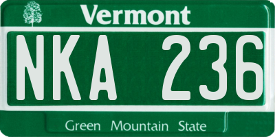 VT license plate NKA236