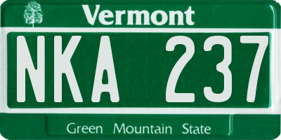 VT license plate NKA237