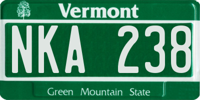 VT license plate NKA238