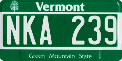 VT license plate NKA239