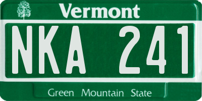 VT license plate NKA241