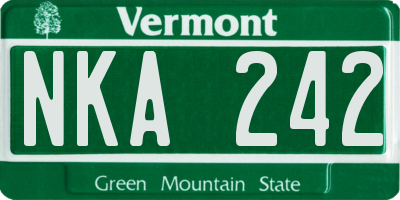 VT license plate NKA242