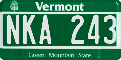 VT license plate NKA243