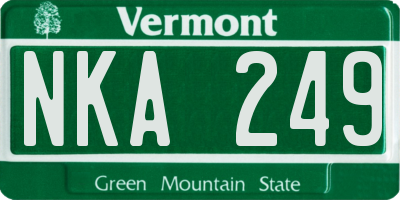 VT license plate NKA249