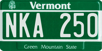 VT license plate NKA250