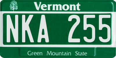 VT license plate NKA255