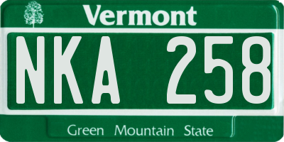 VT license plate NKA258