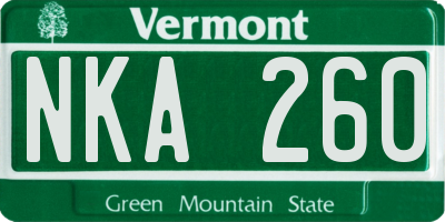 VT license plate NKA260