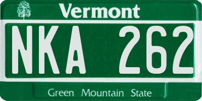 VT license plate NKA262
