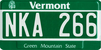 VT license plate NKA266
