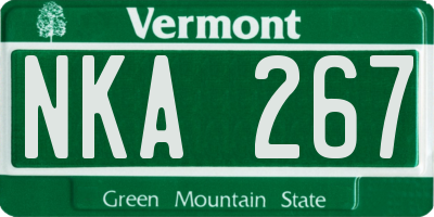 VT license plate NKA267