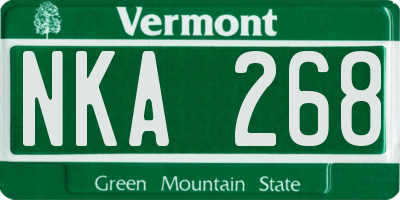 VT license plate NKA268