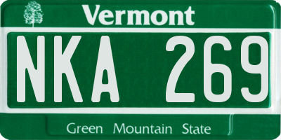 VT license plate NKA269
