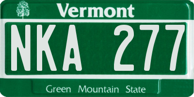 VT license plate NKA277