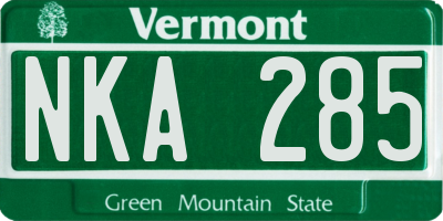 VT license plate NKA285