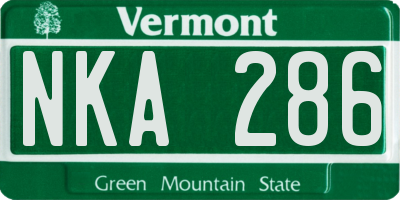 VT license plate NKA286