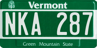 VT license plate NKA287