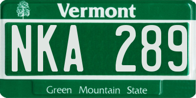 VT license plate NKA289