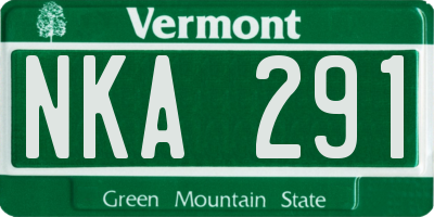 VT license plate NKA291