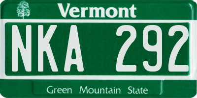 VT license plate NKA292