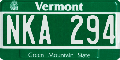 VT license plate NKA294