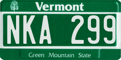 VT license plate NKA299