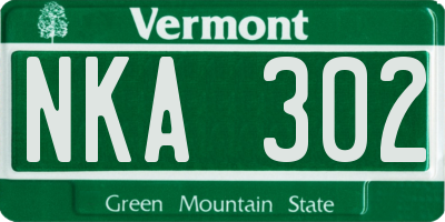 VT license plate NKA302