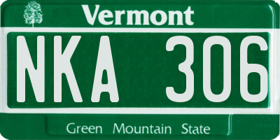 VT license plate NKA306