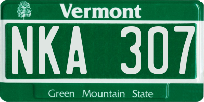 VT license plate NKA307