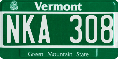 VT license plate NKA308