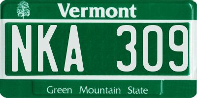 VT license plate NKA309