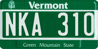 VT license plate NKA310