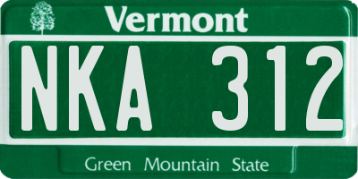 VT license plate NKA312