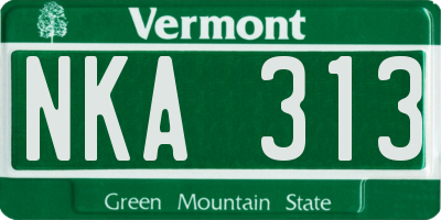 VT license plate NKA313
