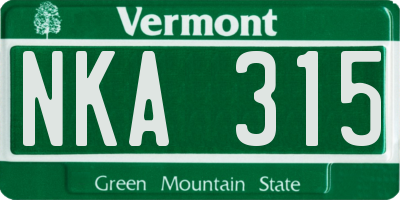 VT license plate NKA315